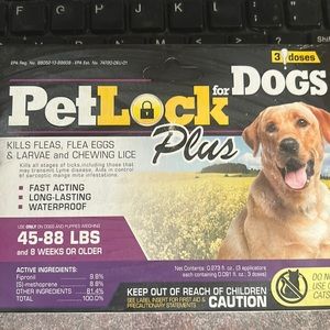Pet lock plus for dogs 45 to 88 pounds three dose new in box